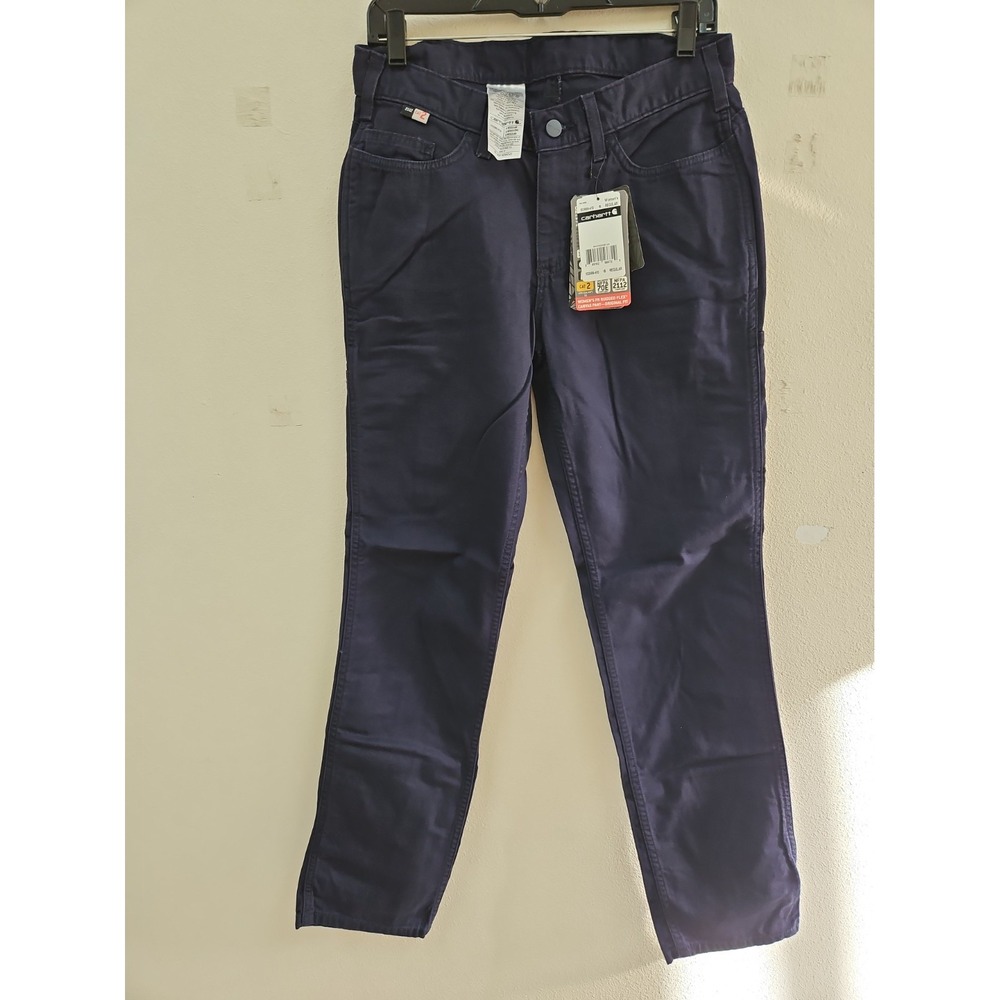 Carhartt Women's Canvas Dark Navy FR Work Pants 6 Regular Flame Resistant NWT